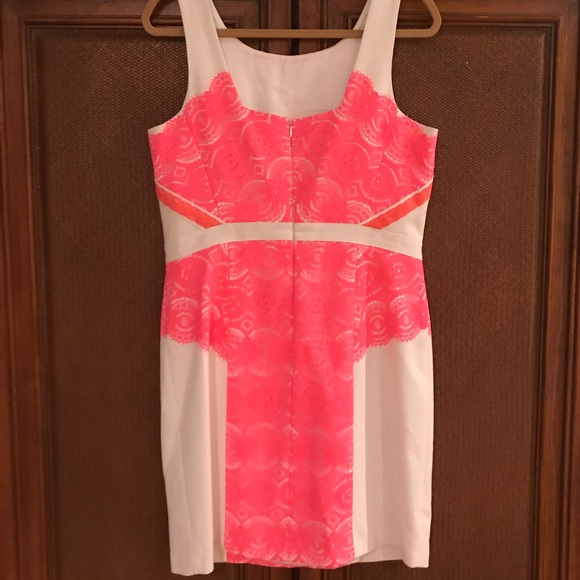 Gianni Bini ivory and hot pink lace dress - Picture 2 of 5